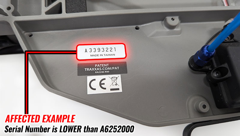 Affected Example: Serial Number is Lower than A6252000