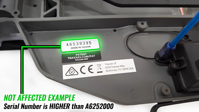 Not Affected Example: Serial Number is Higher than A6252000